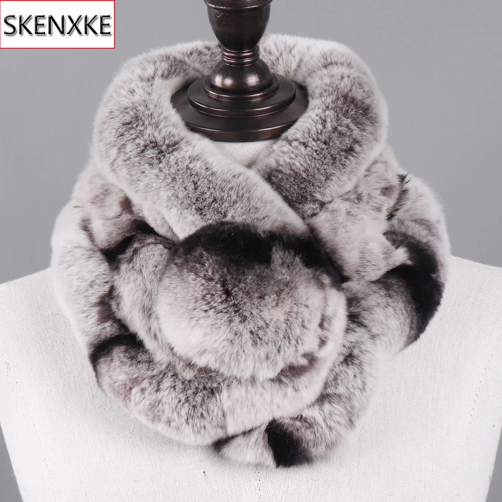 New Winter Natural Rex Rabbit Fur Ring Scarf Women Warm Real Rex Rabbit Fur Mufflers Russian Lady Genuine Rex Rabbit Fur Scarves