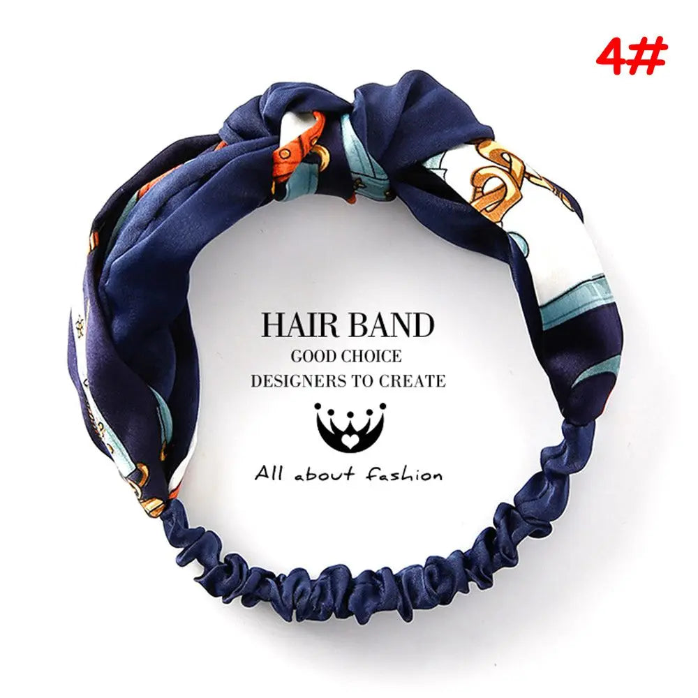 Korean Style Summer Lovely Hairband Women Hair Accessories Turban Twist Cross Headwrap Girl Floral Elastic Knotted Headwear