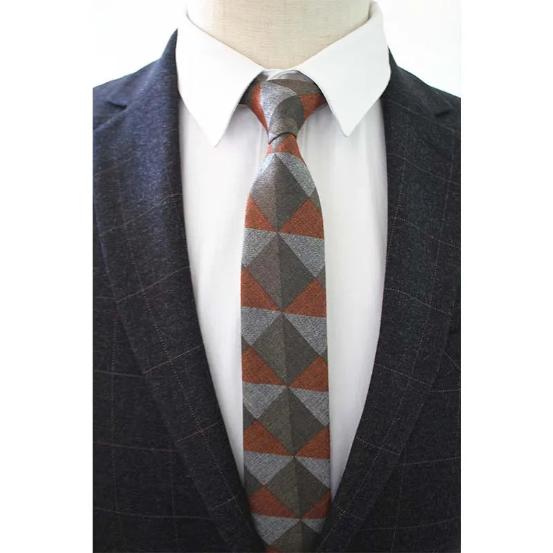 JEMYGINS Original High Quality Cotton 2.4'' Skinny Plaid Solid Cashmere Tie Wool Men Neck Tie For Youth Working Meeting