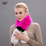 Winter Colourful Real Fur Scarves Women 100% Genuine Fox Fur Scarf Solid Shawl