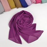 70*180cm One Piece High Quality Hot Women Muslim Solid Plain Chiffon Hijabs Long Georgette Shawls Islamic Headwear Wraps Scarves