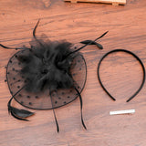 Haimeikang Fascinators Hat Women Flower Mesh Ribbons Feathers Hat Headband Or a Clip Cocktail Tea Party Headwewar for Girls