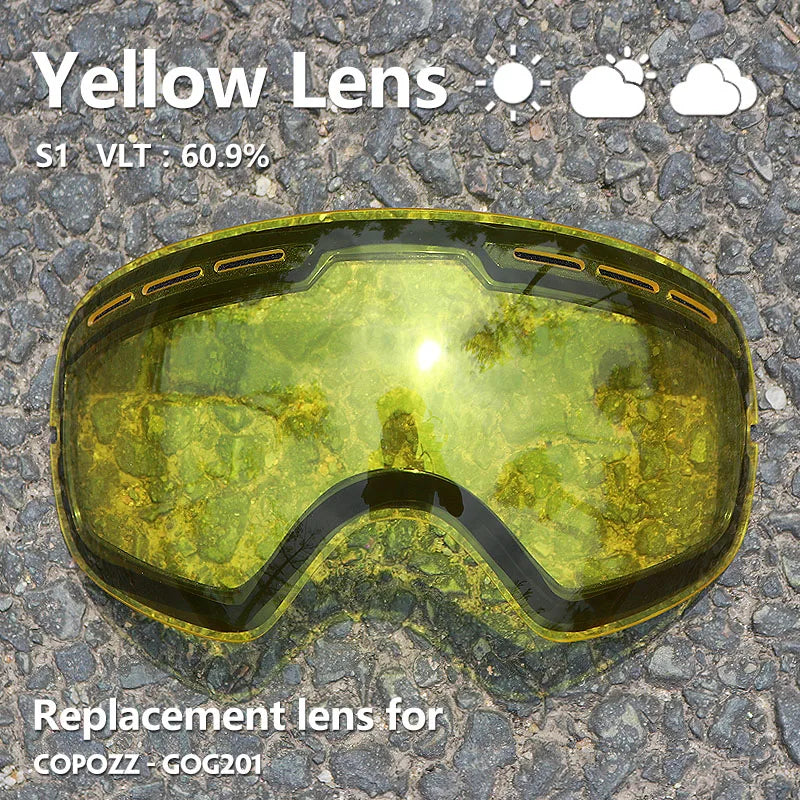 Sunny Cloudy Lens for ski goggles GOG-201 anti-fog UV400 large spherical ski glasses snow goggles eyewear lenses(Only Lens)