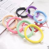 8 Pcs/lot Candy Fluorescence Colored Hair Holders High Quality Pearl Rubber Bands Hair Elastics Accessories Girl Women Tie Gum