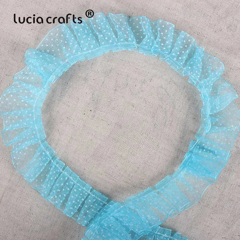 Lucia Crafts 5yards Trim Fold Lace Ribbons Dot Lace For Handmade  Dress Garment Sewing Accessories R0406