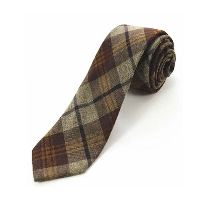 JEMYGINS Original High Quality Cotton 2.4'' Skinny Plaid Solid Cashmere Tie Wool Men Neck Tie For Youth Working Meeting