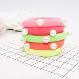 8 Pcs/lot Candy Fluorescence Colored Hair Holders High Quality Pearl Rubber Bands Hair Elastics Accessories Girl Women Tie Gum