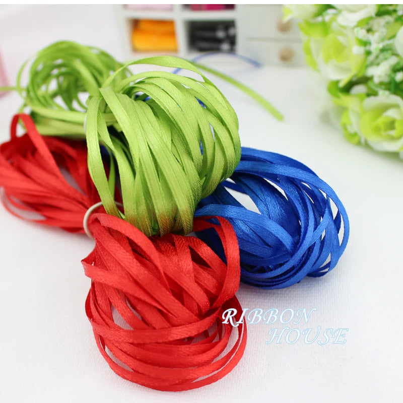 (40meters/lot) 1/8" (3mm) Single Face Satin Ribbon Webbing Decoration Gift Christmas Ribbons