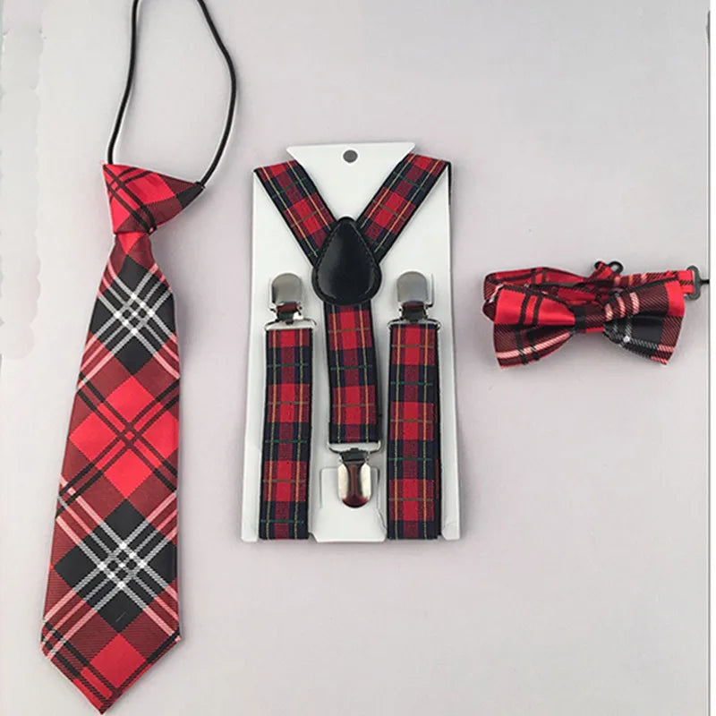 Fashion 3PCS School Boys girls Children Kids brace elastic Suspenders for shirt suspensorio Tie Bowties butterfly  Set TR0001