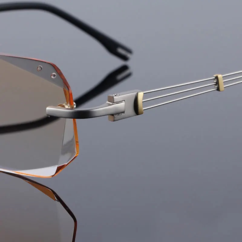 Reven Jate 58128 Pure Titanium Rimless Diamond Cutting Man Glasses Frame Optical Prescription Eyeglasses Men Eyewear Fashion