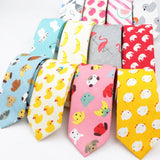 Cotton Men's Colourful Tie Duck Dog Fruit Flower Ties Narrow Kids Children Necktie Slim Skinny Cravate Narrow Thick Neckties