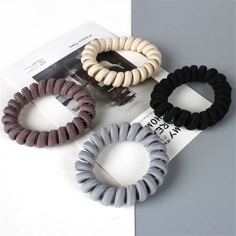 High Elasticity Telephone Coil Hairbands Women Spiral Hair Ties Girls Hair Rings Rope Solid Color Hair Accessories Gum Scrunchy