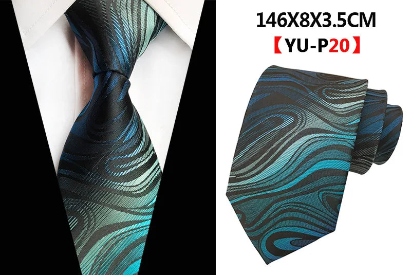 New Design Paisley Plaid Jacquard Woven Silk Mens Ties Neck Tie 8cm Striped Ties for Men Business Suit Business Wedding Party