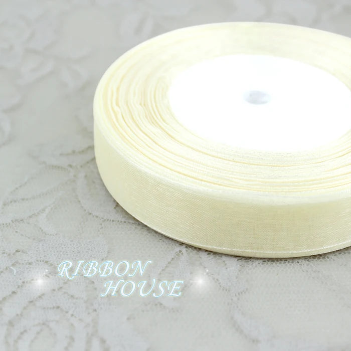 (50 yards/roll) Beige Organza Ribbons wholesale gift wrapping decoration Christmas ribbons 12/15/20/25/40/50mm