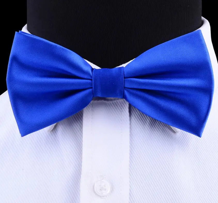 GUSLESON Silk Solid Pre-tied Bow Tie for Men Purple Black Yellow Double Fold Bow ties Waterproof Wedding Business Bowtie