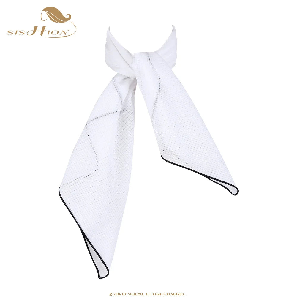 SISHION White Women Scarf Small Square Solid Color Collar Little Cravat Scarves 70*70cm Ladies Chiffon Handkerchief SD0017