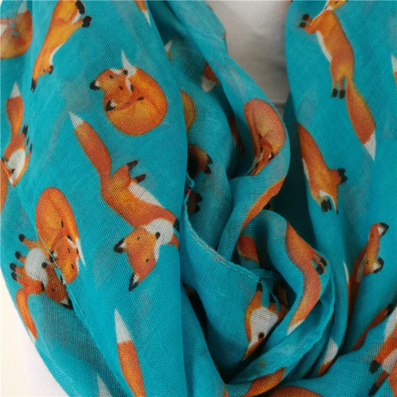 New Fashion Fox Infinity Scarf Animal Scarf Small Fox Scarves in Long Scarf Fox in Tan Shawls hot sale Panda women neckerchief