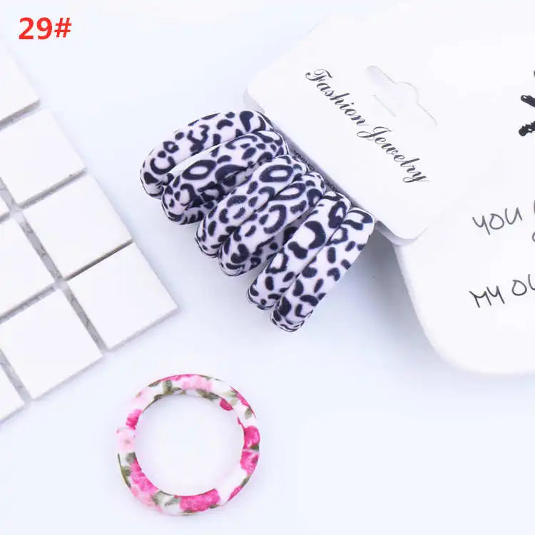 6PCS/Sett Cute Girls Elastic Hair Bands Scrunchies Ponytail Holder Rubber Bands Hair Ties Sweet Kids Hair Rope Hair Accessories
