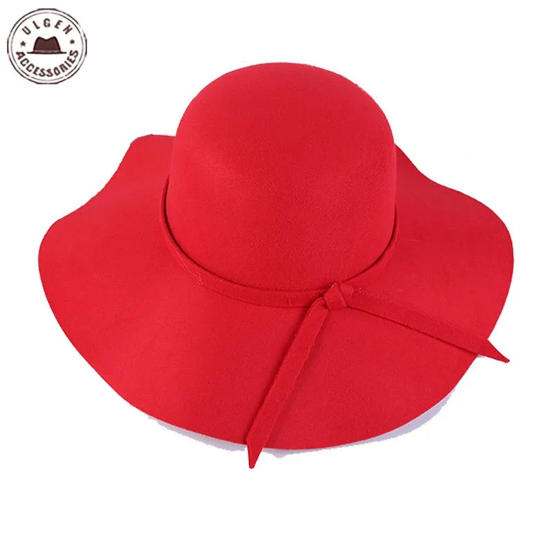 Fashion Winter Fedora Hats for Women Hat Vintage Bowler Jazz Top Cap Felt Wide Brim Floppy Sun Beach Cashmere Church Caps