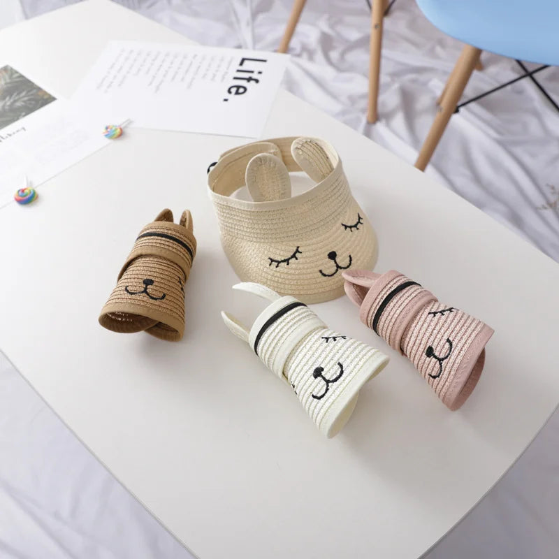 Cartoon Floppy Sun Hat for Kids Summer Beach Cap Sunshade Visor Top Unisex Baby Girl Boy Children's Sun Protection Accessory