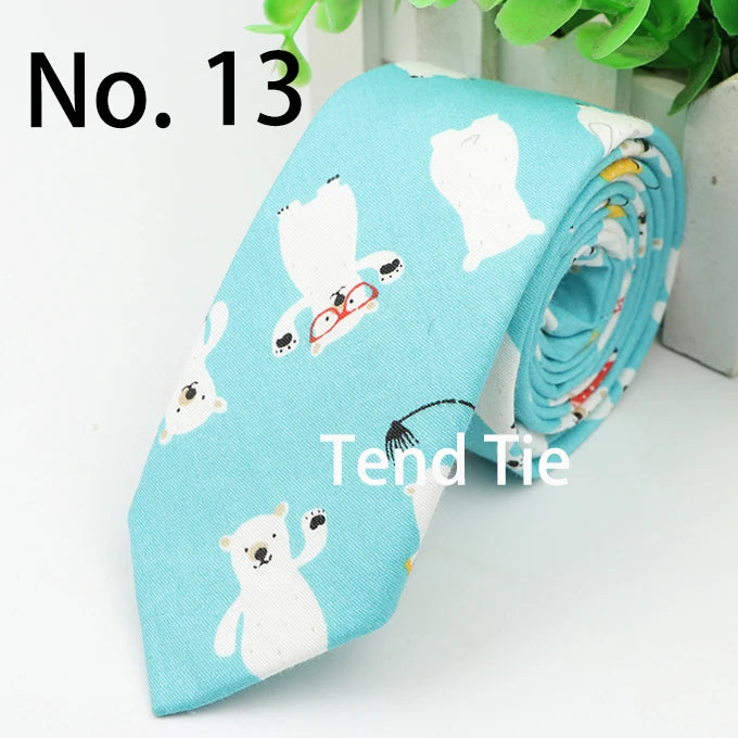 Cotton Men's Colourful Tie Duck Dog Fruit Flower Ties Narrow Kids Children Necktie Slim Skinny Cravate Narrow Thick Neckties