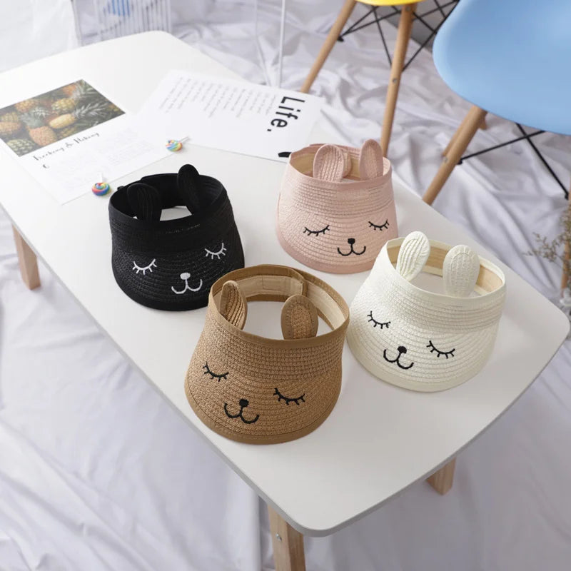 Cartoon Floppy Sun Hat for Kids Summer Beach Cap Sunshade Visor Top Unisex Baby Girl Boy Children's Sun Protection Accessory
