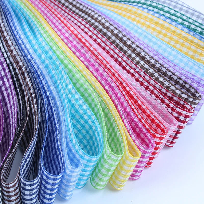 5 meters/lot Grosgrain Satin Ribbons for Wedding Christmas Party Decorations DIY Bow Craft Plaid Ribbons Card Gifts Wrap