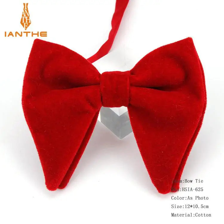 Men's Big Bow Ties For Women Men Micro Suede Bowtie Candy Solid Corduroy Butterfly Soft Lithe Gravata Wedding Party Tie Bowknot
