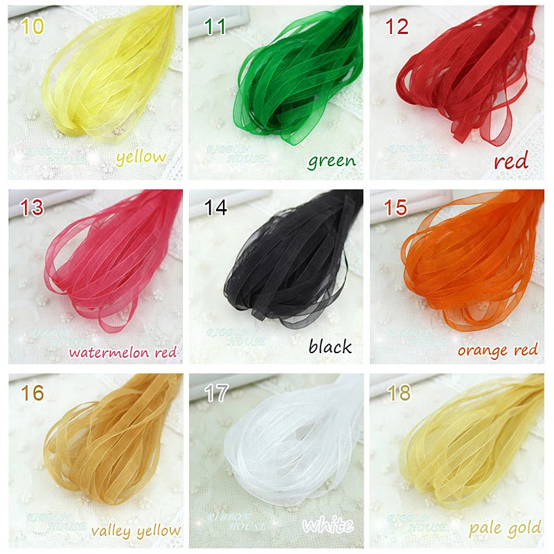 (40 meters/lot) 1/8''(3mm) organza ribbons wholesale gift wedding Christmas decoration wrapping ribbons