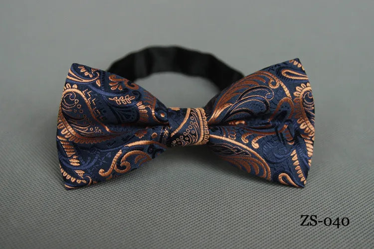 RBOCOTT Men's Bow Tie Gold Paisley Bowtie Business Wedding Bowknot Dot Blue And Black Bow Ties For Groom Party Accessories