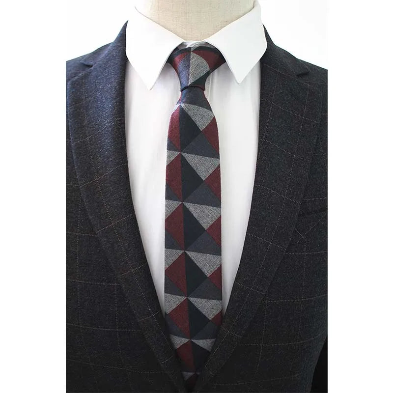 JEMYGINS Original High Quality Cotton 2.4'' Skinny Plaid Solid Cashmere Tie Wool Men Neck Tie For Youth Working Meeting