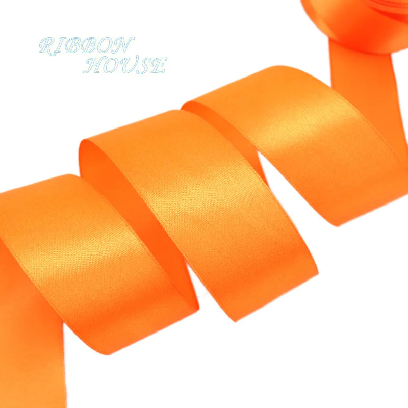 (25 yards/roll) Orange Single Face Satin Ribbon Gift Wrapping Christmas ribbons Wholesale