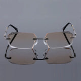 Reven Jate 58128 Pure Titanium Rimless Diamond Cutting Man Glasses Frame Optical Prescription Eyeglasses Men Eyewear Fashion