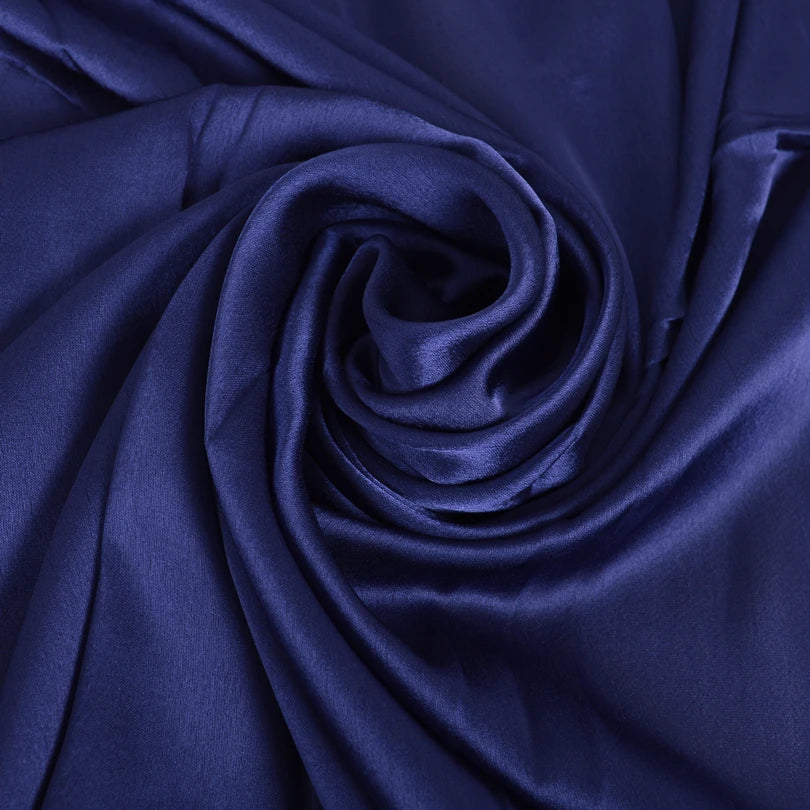 [BYSIFA] Ladies Plain Silk Scarf Shawl Navy Blue New Spring Autumn Elegant Solid Satin Long Scarves Women Summer Beach Cover-ups