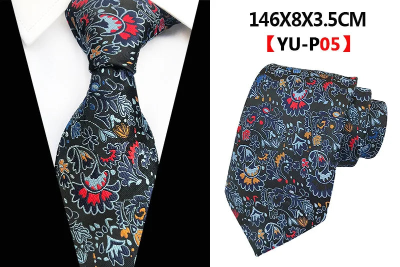 New Design Paisley Plaid Jacquard Woven Silk Mens Ties Neck Tie 8cm Striped Ties for Men Business Suit Business Wedding Party