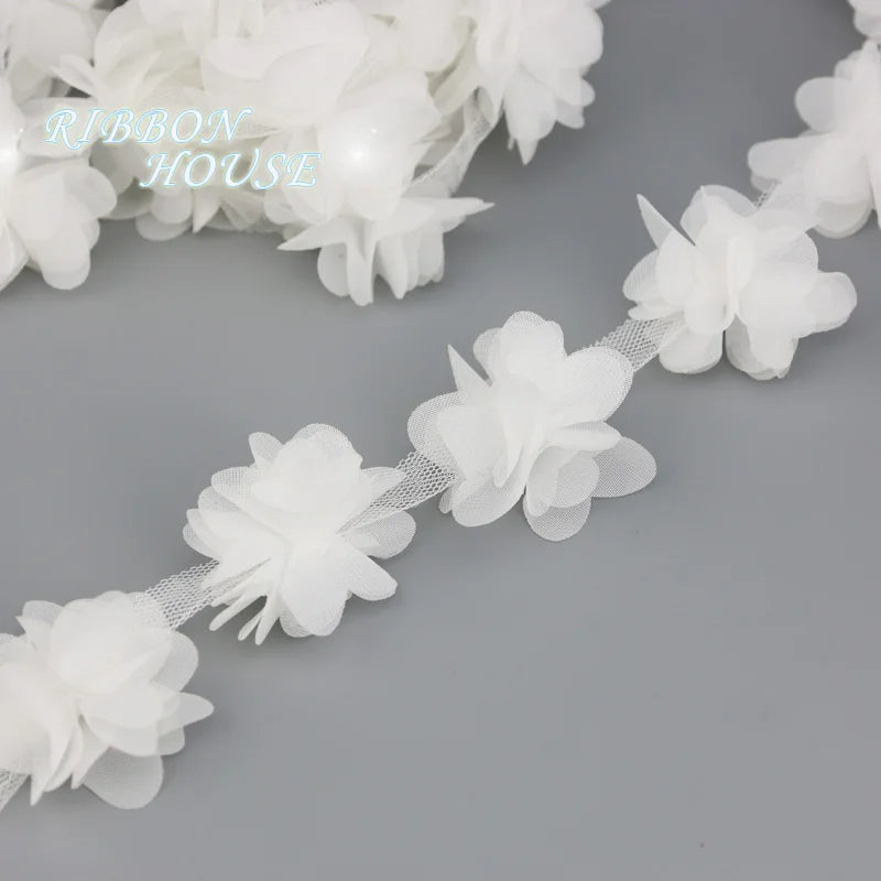 (60 pieces/lot) pink petal Chiffon lace fabric Webbing Decoration Love gift ribbons crafts 50mm width