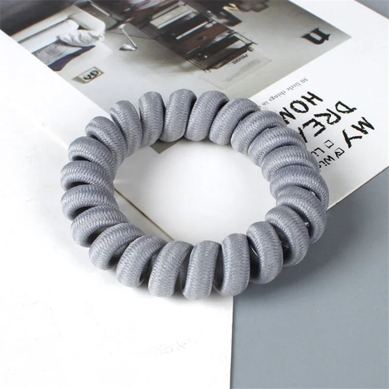 High Elasticity Telephone Coil Hairbands Women Spiral Hair Ties Girls Hair Rings Rope Solid Color Hair Accessories Gum Scrunchy
