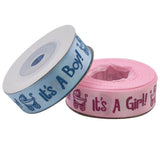 1 Roll 10Yards It is a Boy Girl Printed Ribbon Baby Shower Christening Satin Ribbon Gift Packing DIY Crafts Christmas Ribbons