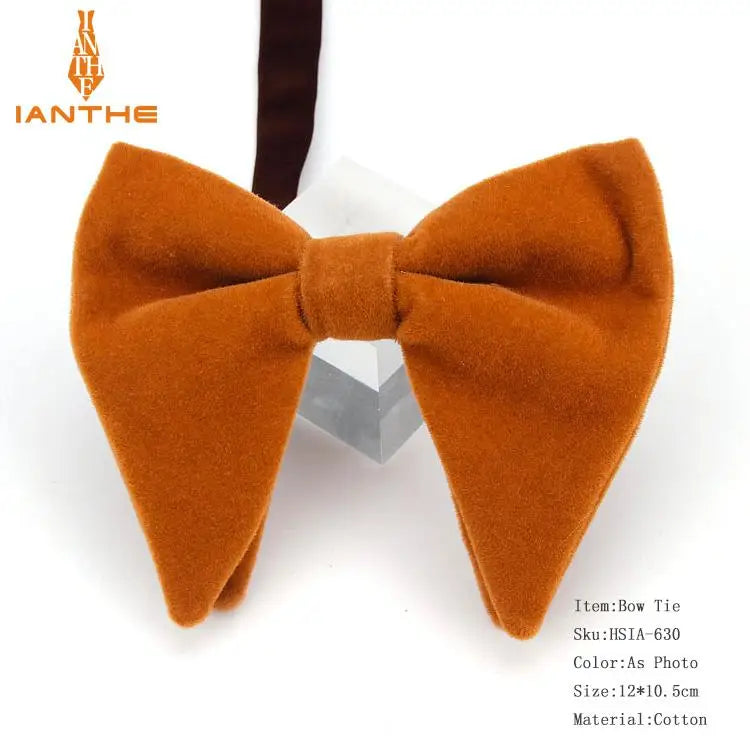 Men's Big Bow Ties For Women Men Micro Suede Bowtie Candy Solid Corduroy Butterfly Soft Lithe Gravata Wedding Party Tie Bowknot