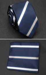 XGVOKH Men Tie Cravat Set Fashion Wedding Ties for Men Hanky Necktie Dot Striped Gravata Jacquard Tie Social Party Accessories