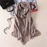 2023 Luxury Brand Women Fashion Scarf Plain Solid Silk Linen Shawls Scarves Summer Lady Bandanas Pashmina Foulard Hijab 180*90Cm