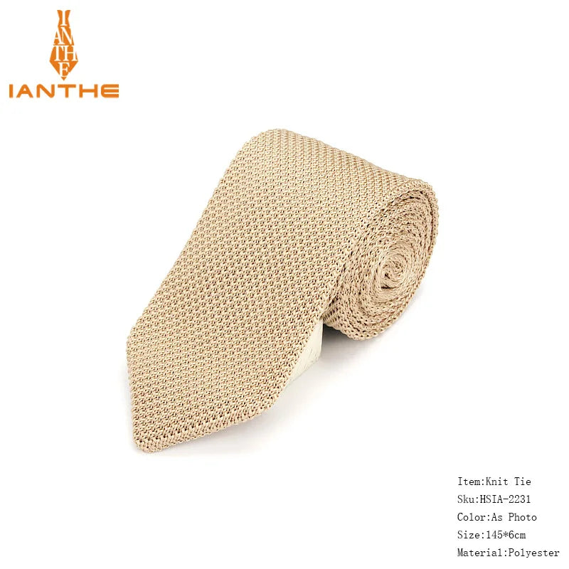 Fashion Slim Neck Tie Wedding Knitt Necktie for Men Skinny Knit Ties Man Gravata Candy Color Navy Narrow Knitted Slim Neckties