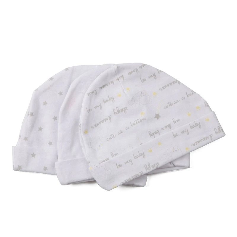 New Born Baby Boy Hats 3/5Pieces Cotton Baby Girls Hats Cartoon 0-6Months Unisex Soft Solid Color Infant Accessories