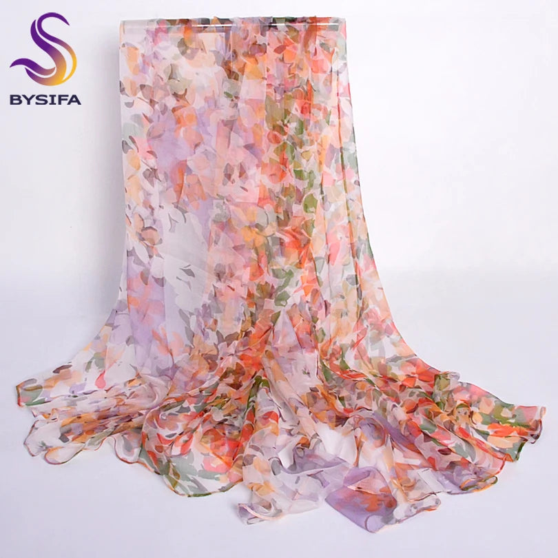 Pink Orange Silk Scarf 2016 New Design Long Female Scarves Printed 170*105cm Spring Autumn Fashion Accessories Women Silk Scarf