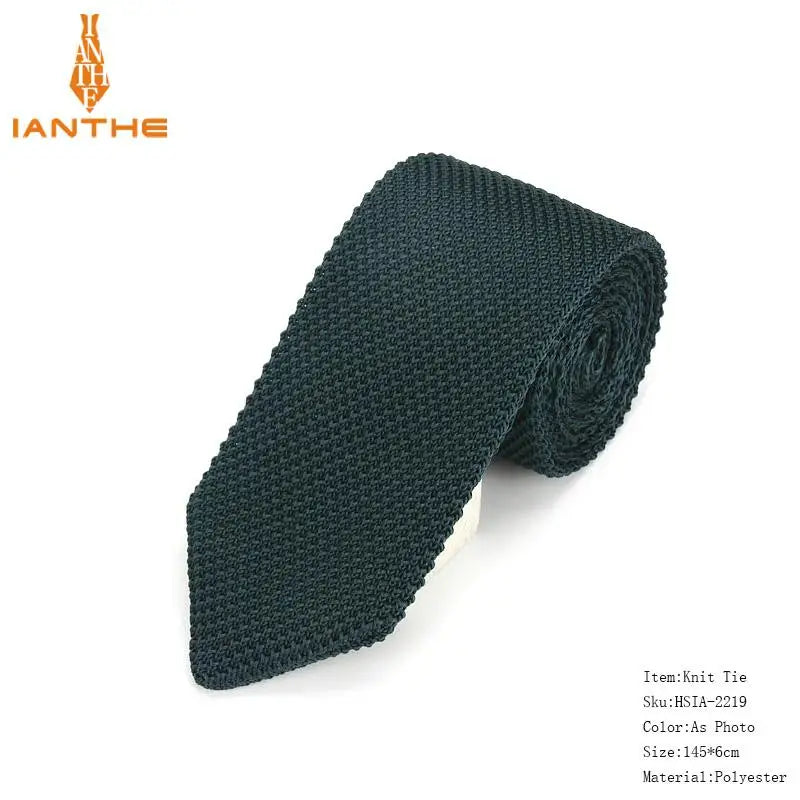 Fashion Slim Neck Tie Wedding Knitt Necktie for Men Skinny Knit Ties Man Gravata Candy Color Navy Narrow Knitted Slim Neckties