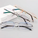 New Trimming Myopia Spectacle Optical Prescription Rimless Eyewear Frame Male Eyeglasses Pure Titanium Eye Glasses 097