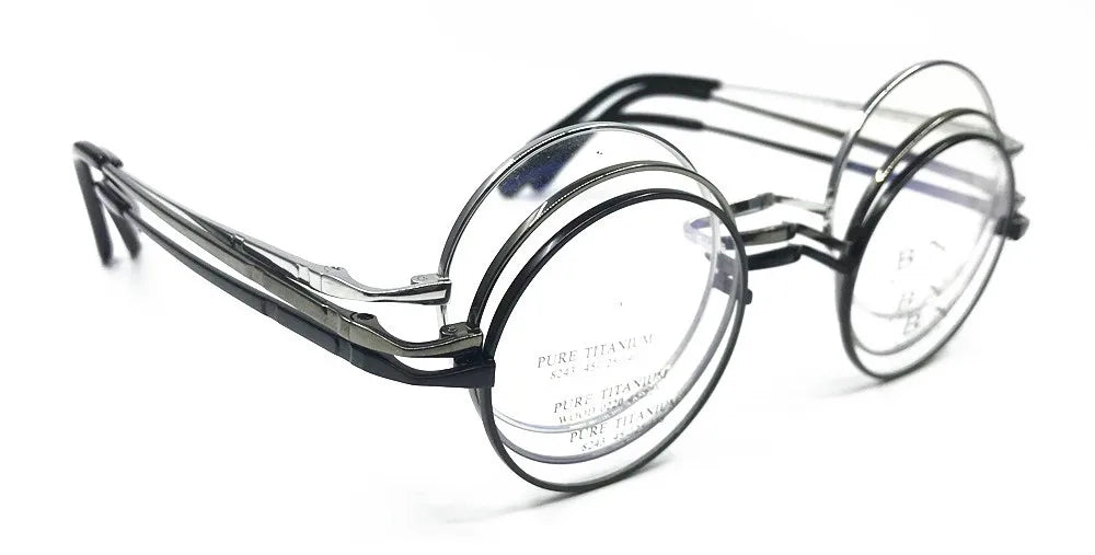 Pure Titanium Vintage 45mm Small Round Eyeglass Frames Full Rim Rx able Glasses