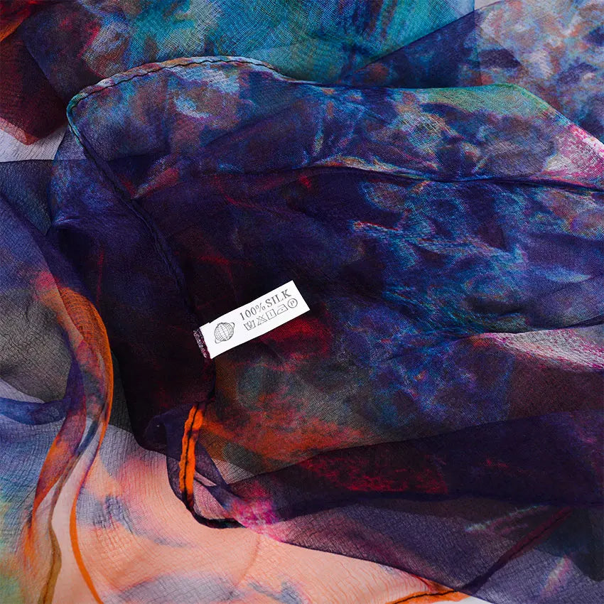 [BYSIFA] Ladies Silk Scarf Shawl New Long Scarves Fashion Brand Scarves Elegant Purple Blue Neck Scarf Beach Shawl Cover-ups