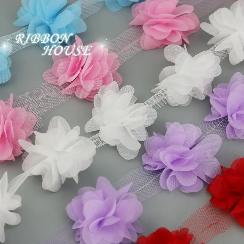 (60pieces/lot) 50mm petal Chiffon lace fabric Webbing Decoration Love gift ribbons crafts