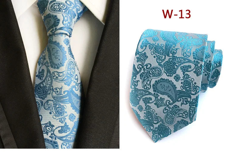 New Striped Silk Tie 8cm Luxury Paisley Necktie Red Bule Purple Polyester Neck Tie For Men Formal Business Wedding Party Ties